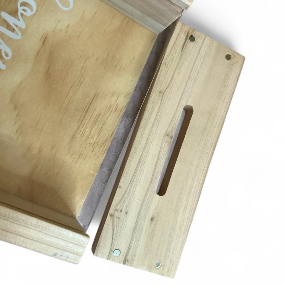 NO LABEL Wood Honeymoon Fund Box w/ Magnetic Lid - 10.5” x 8.5” x 3” - Picture 3 of 3